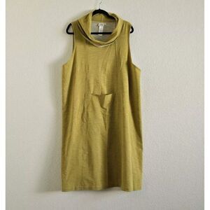 Cheyenne Dress Womens Size S/M Mustard Oversized Sleeveless Artsy  Lagenlook